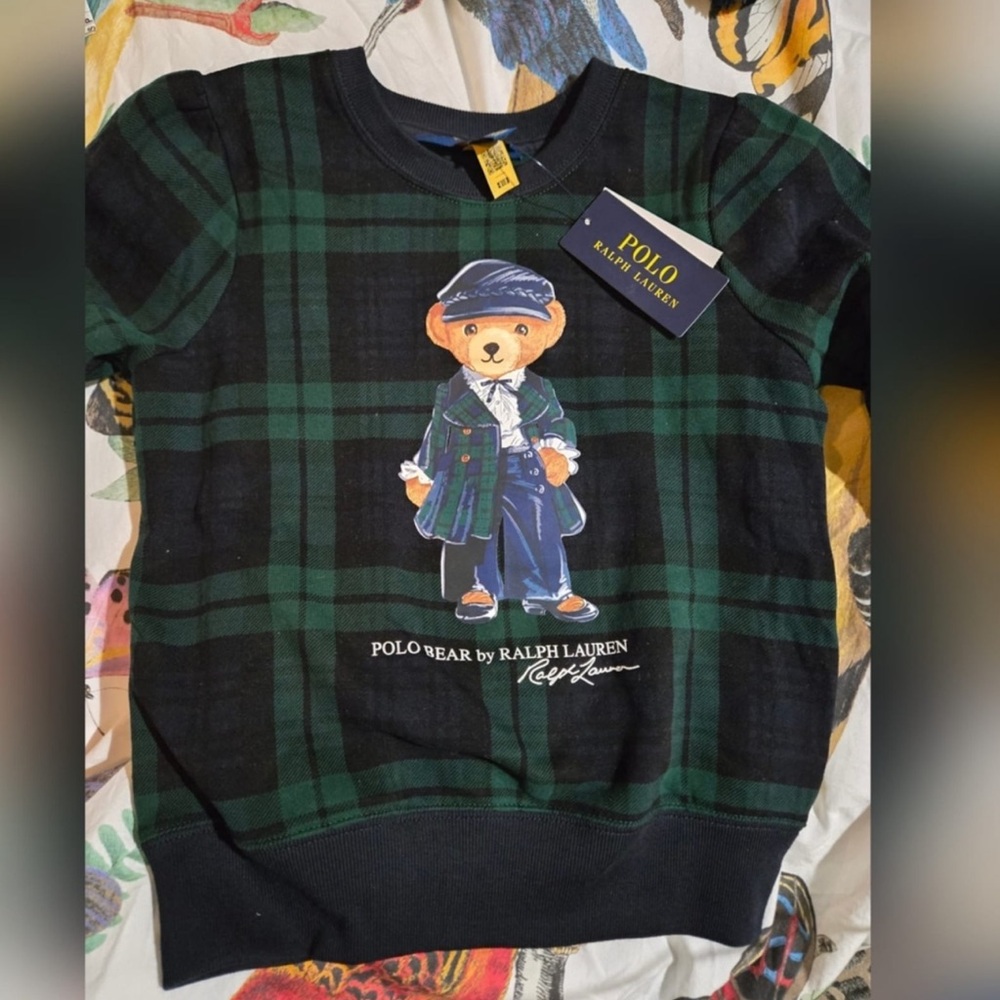 Plaid Polo Bear Fleece Sweater